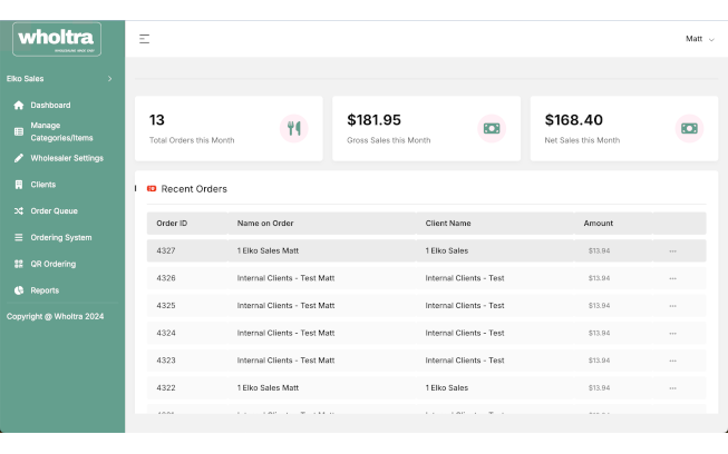 Wholtra dashboard